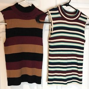 Two in one turtle neck sleeveless sweater shirts